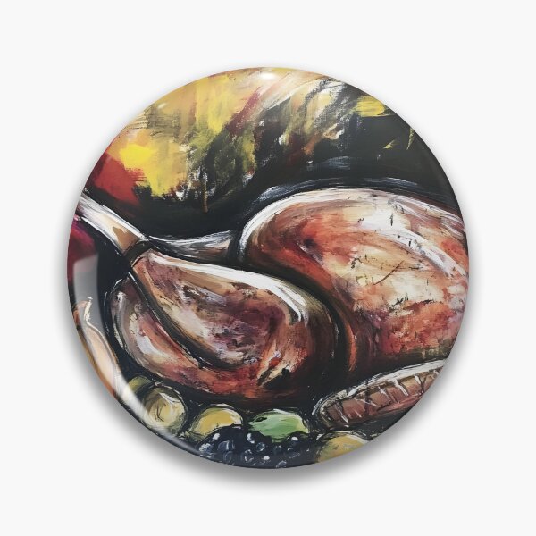 Item preview, Roasted Turkey on Platter Surrounded by Fruits and Vegetables with Wine Glass and Bottle AI Generated designed and sold by OlfactoART Studio.
