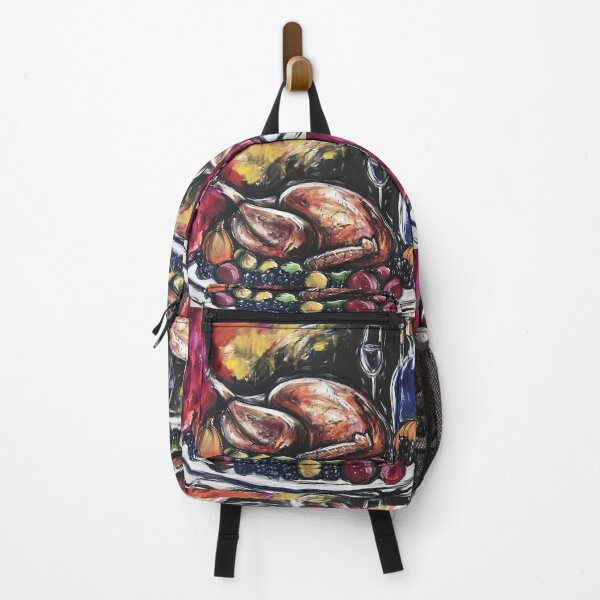 Item preview, Roasted Turkey on Platter Surrounded by Fruits and Vegetables with Wine Glass and Bottle AI Generated designed and sold by OlfactoART Studio.