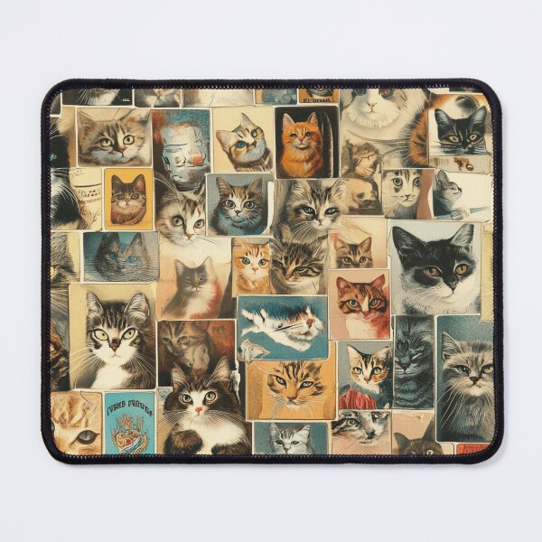 Item preview, Abstract Vintage Cat Portraits Collage Art Print designed and sold by memememescat.
