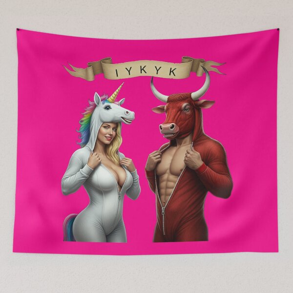 Item preview, IYKYK - Unicorn and Bull - Unique Lifestyle Design - HotPink designed and sold by JLEmporium.