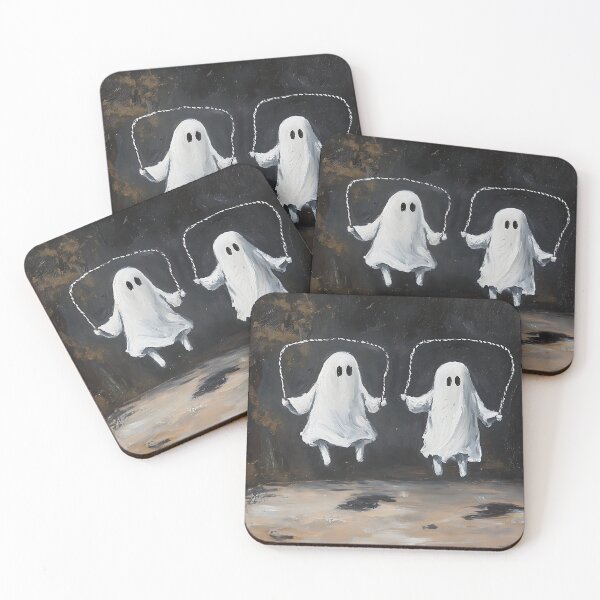 Item preview, Playful Ghosts Jumping Rope - Whimsical Supernatural Art designed and sold by Studio Axis.