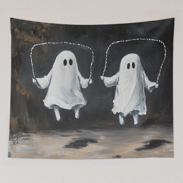 Item preview, Playful Ghosts Jumping Rope - Whimsical Supernatural Art designed and sold by Studio Axis.