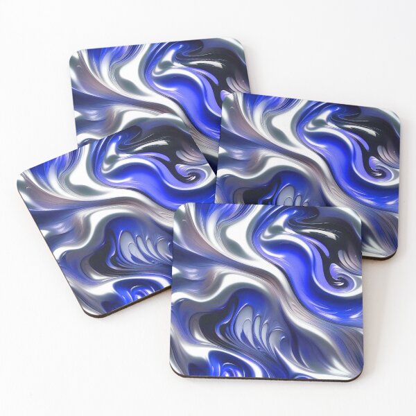 Item preview, Liquid Swirl Abstract Liquid Paint Metallic Look Blue Silver Grey designed and sold by Beachy.