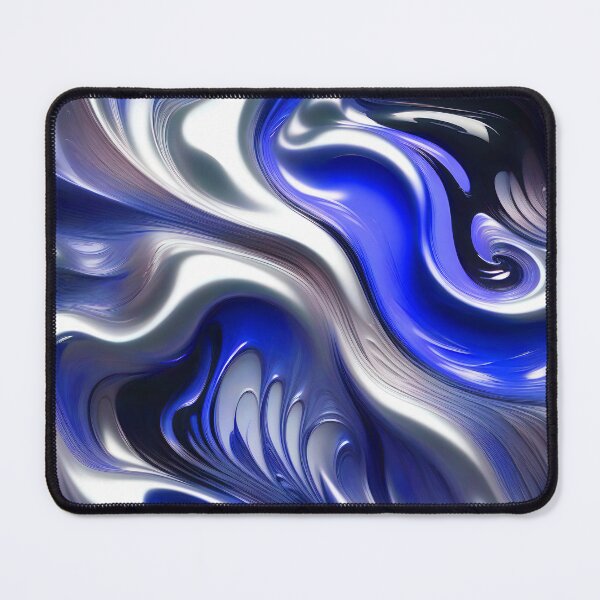 Item preview, Liquid Swirl Abstract Liquid Paint Metallic Look Blue Silver Grey designed and sold by Beachy.