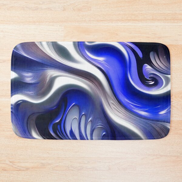 Item preview, Liquid Swirl Abstract Liquid Paint Metallic Look Blue Silver Grey designed and sold by Beachy.
