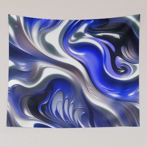 Item preview, Liquid Swirl Abstract Liquid Paint Metallic Look Blue Silver Grey designed and sold by Beachy.