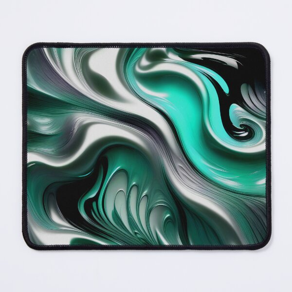 Item preview, Liquid Swirl Abstract Liquid Paint Metallic Look Teal Green Silver Grey designed and sold by Beachy.