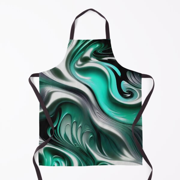 Item preview, Liquid Swirl Abstract Liquid Paint Metallic Look Teal Green Silver Grey designed and sold by Beachy.