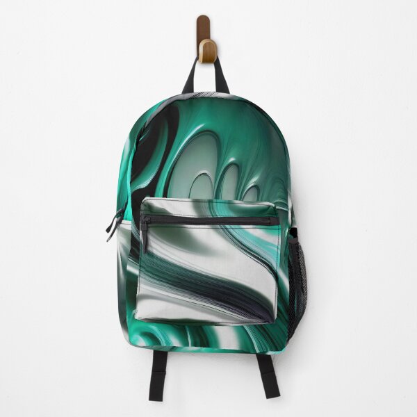Item preview, Liquid Swirl Abstract Liquid Paint Metallic Look Teal Green Silver Grey designed and sold by Beachy.