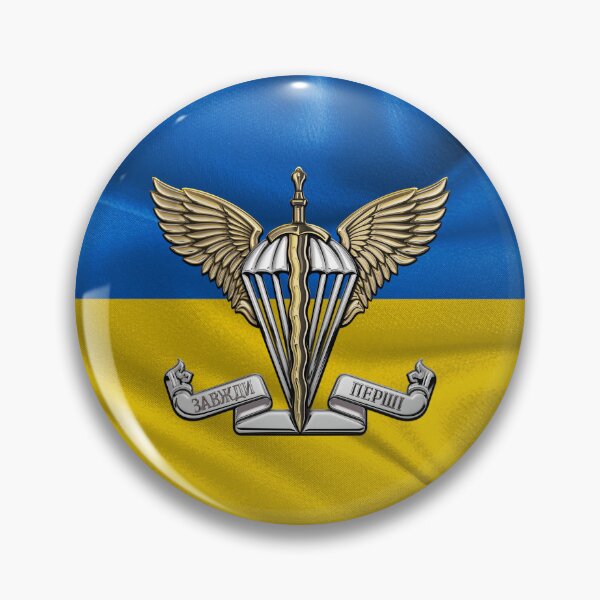Item preview, Ukrainian Air Assault Forces - AAFU Emblem over Ukrainian Flag designed and sold by Serge Averbukh Art Studio.