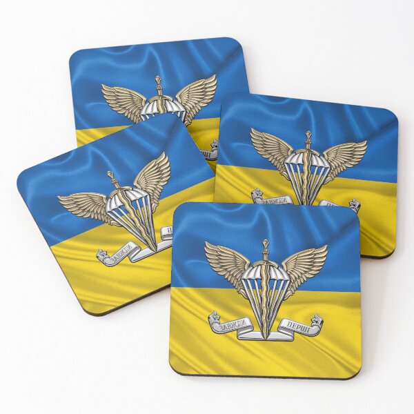 Item preview, Ukrainian Air Assault Forces - AAFU Emblem over Ukrainian Flag designed and sold by Serge Averbukh Art Studio.