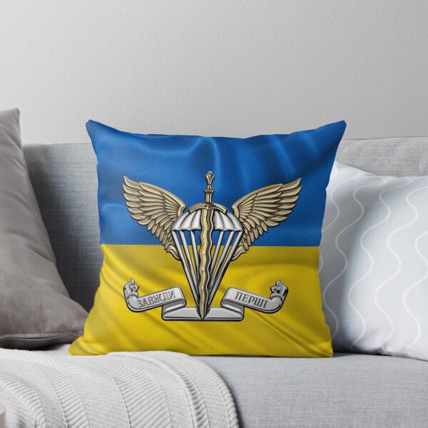 Item preview, Ukrainian Air Assault Forces - AAFU Emblem over Ukrainian Flag designed and sold by Serge Averbukh Art Studio.