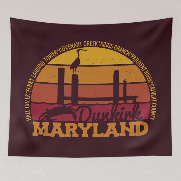 Item preview, Dunkirk Maryland Sunset Retro Local Pride Logo designed and sold by CRHPOD20.