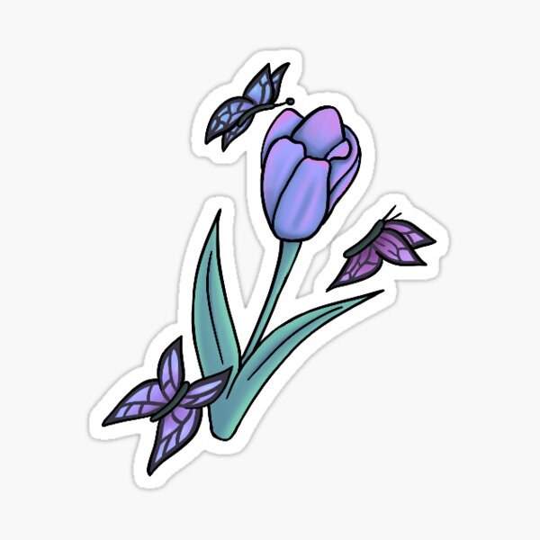 Item preview, Purple Flower with Butterflies designed and sold by ArtsyMoonwaves.