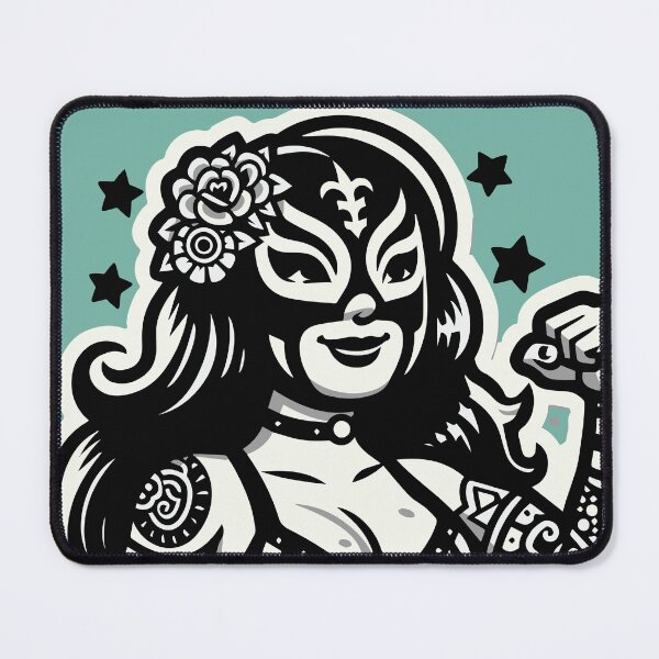 Item preview, Fierce and Fearless: A Monochromatic Pinup-Style Luchadora designed and sold by Edgar Ramirez.