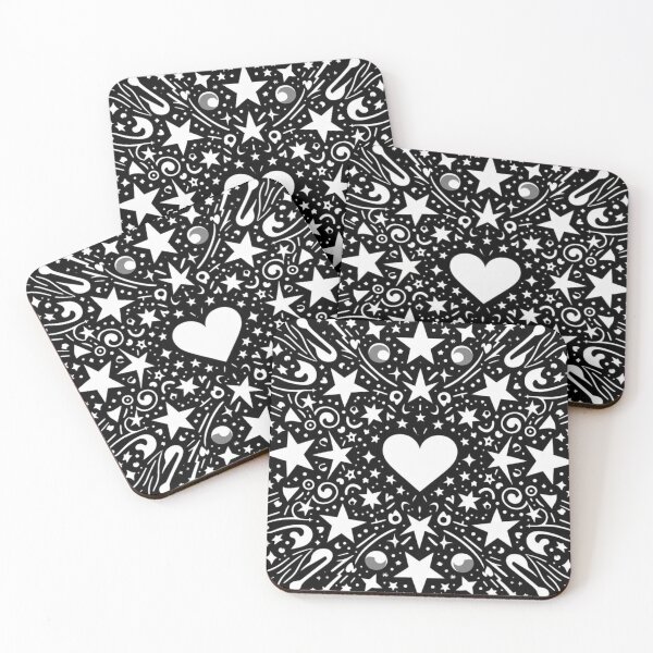 Item preview, Monochrome Elegance: Symmetrical Heart and Stars Pattern designed and sold by NaphDesigns.