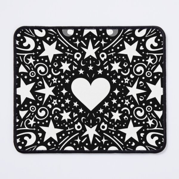 Item preview, Monochrome Elegance: Symmetrical Heart and Stars Pattern designed and sold by NaphDesigns.