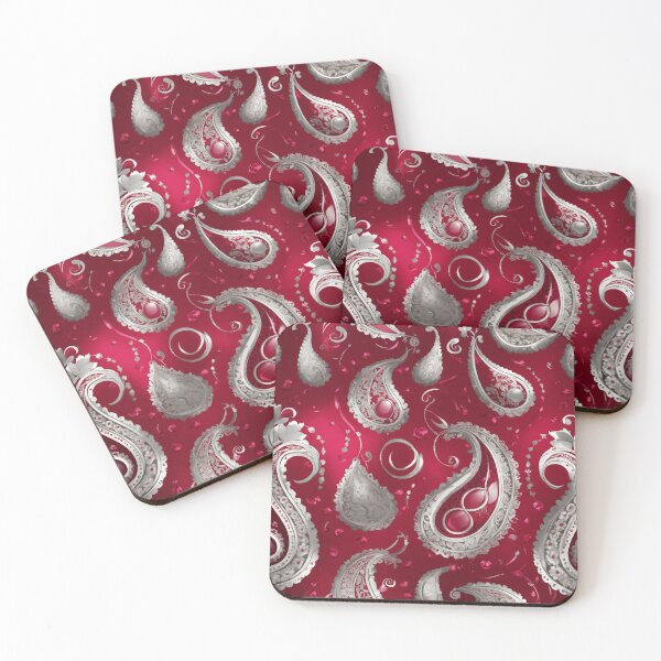 Item preview, PATTERN 041- RUBI AND SILVER PAISLEY - Gift items and personal use / Pattern, Pink, Paisley, Fuchsia, Antique, Burgundy, Maroon, Garnet, Design, Art designed and sold by LumDesignArt.