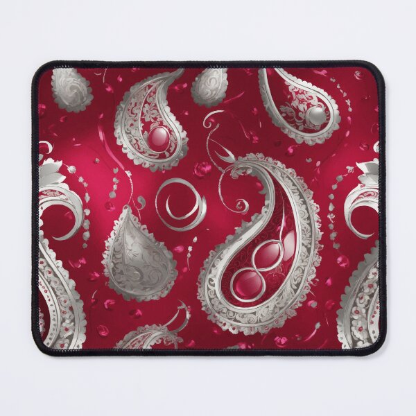 Item preview, PATTERN 041- RUBI AND SILVER PAISLEY - Gift items and personal use / Pattern, Pink, Paisley, Fuchsia, Antique, Burgundy, Maroon, Garnet, Design, Art designed and sold by LumDesignArt.