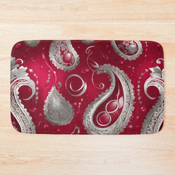 Item preview, PATTERN 041- RUBI AND SILVER PAISLEY - Gift items and personal use / Pattern, Pink, Paisley, Fuchsia, Antique, Burgundy, Maroon, Garnet, Design, Art designed and sold by LumDesignArt.