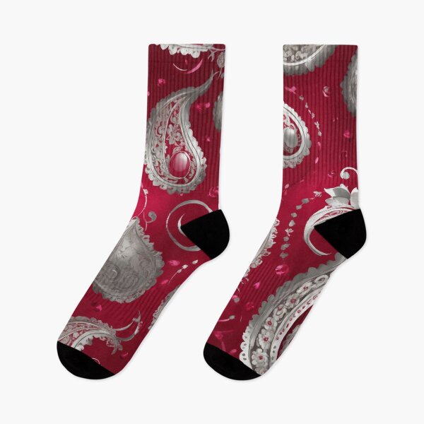 Item preview, PATTERN 041- RUBI AND SILVER PAISLEY - Gift items and personal use / Pattern, Pink, Paisley, Fuchsia, Antique, Burgundy, Maroon, Garnet, Design, Art designed and sold by LumDesignArt.