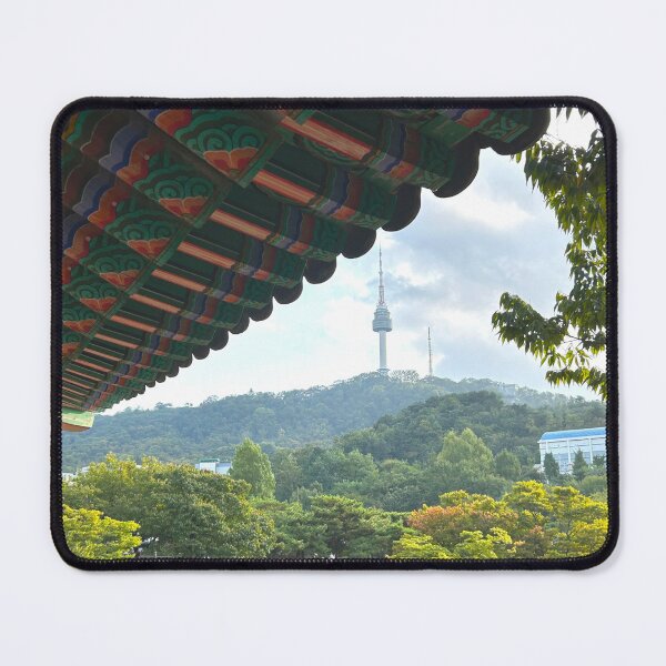 Item preview, Namsan Tower and a Traditional Korean Roof | Seoul Travel Wall Art designed and sold by YemmyZImages.