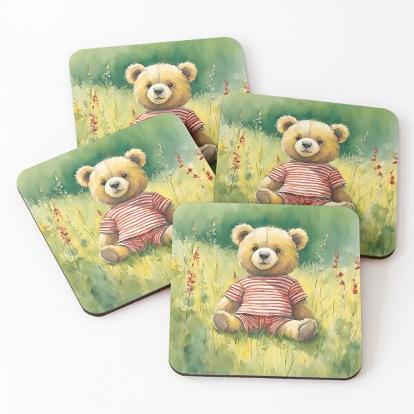Item preview, Cute Teddy Bear in a watercolour field designed and sold by Fantacaroo Designs.