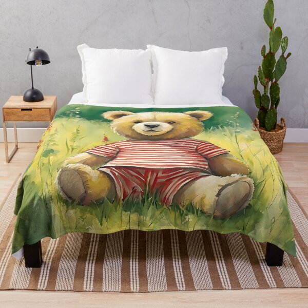 Item preview, Cute Teddy Bear in a watercolour field designed and sold by Fantacaroo Designs.