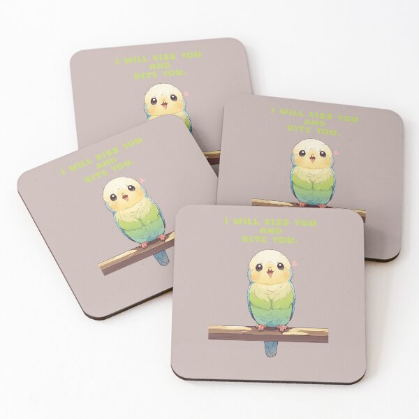 Item preview, I will kiss you and bite you, cute parrot illustration designed and sold by La Loca.