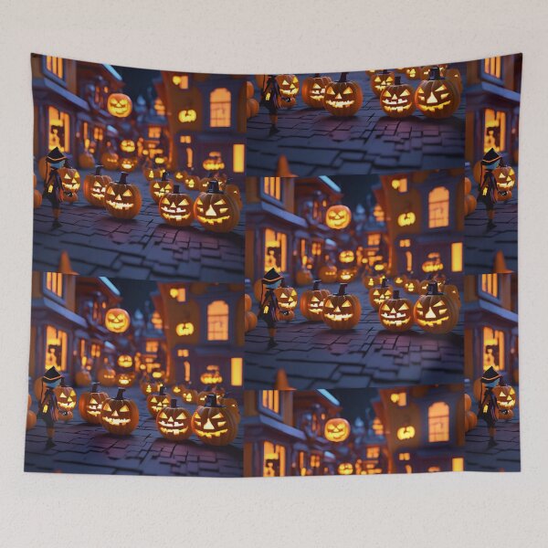 Item preview, Eerie Embers: Halloween Pumpkins Aglow designed and sold by TrueBrick.