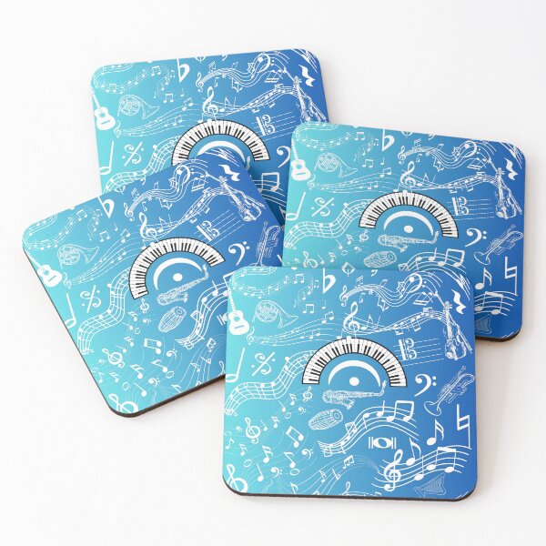 Item preview, Musical Instruments Notation Symbols On True Blue Gradient designed and sold by BrightrDayMusicArt.