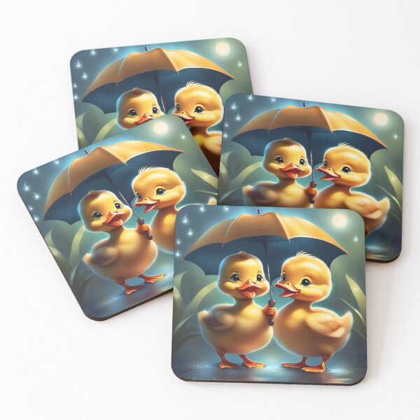 Item preview, Adorable Little Baby Ducklings with Umbrella in Rain designed and sold by Sticker-Tree.