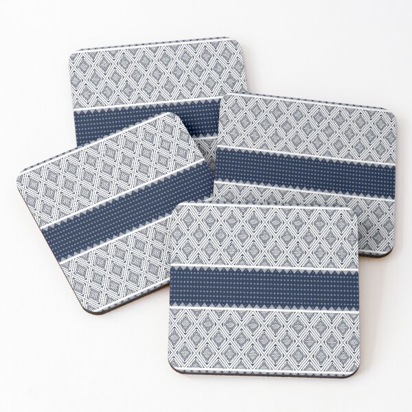 Item preview, White square on blue ethnic modern pattern designed and sold by _Patternique_.