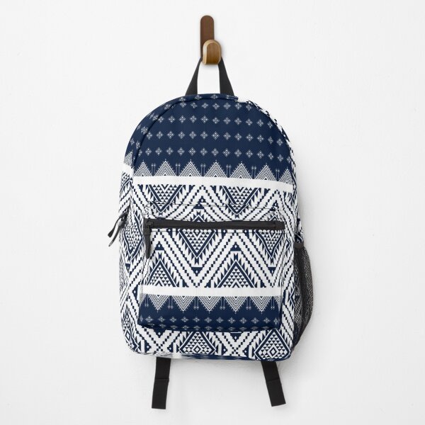 Item preview, White square on blue ethnic modern pattern designed and sold by _Patternique_.