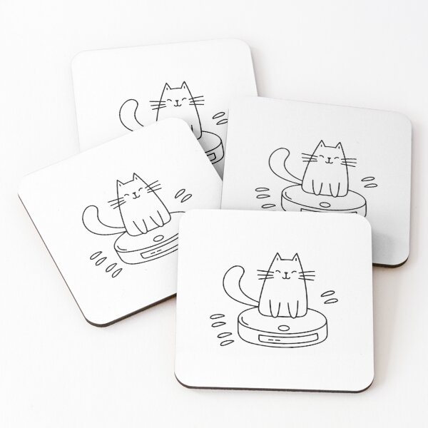Item preview, illustration of cat sitting on a robot vacuum moving designed and sold by rasagamastore.