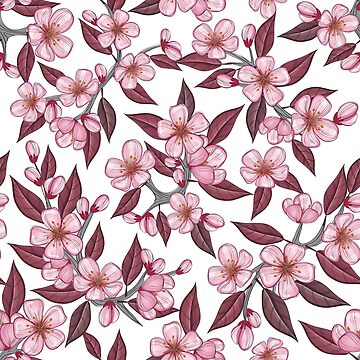 Artwork thumbnail, Cherry flower seamless pattern by creaschon