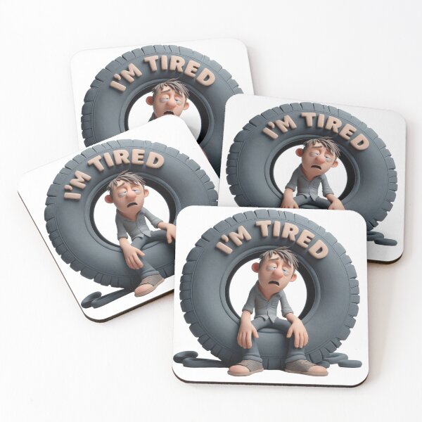 Item preview, Man Sitting on a Tire with "I'm Tired" Text – Mechanic Art designed and sold by Hungry-Murphy.
