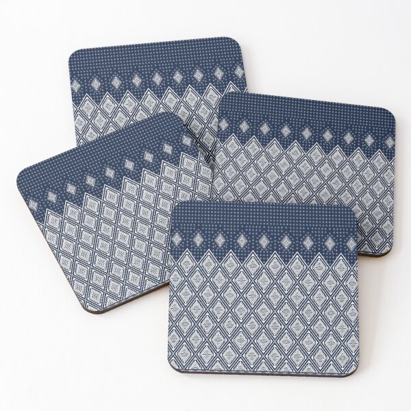 Item preview, Delicate white square on blue ethnic modern pattern designed and sold by _Patternique_.