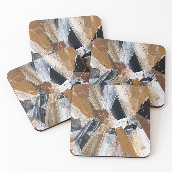 Item preview, Geometrical abstract artwork. Shades of Black Ocher Brown Grey designed and sold by TatianaMalinArt.
