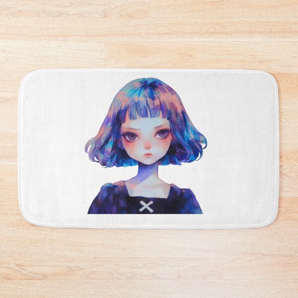 Item preview, Goth Anime Girl Sticker - Blue Bob Hair Aesthetic designed and sold by Pocket Money Stickers.