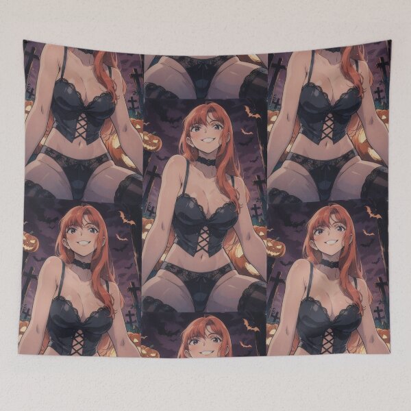 Item preview, Grave Black Lace Up Lingerie Redhead designed and sold by KillerCrafts.