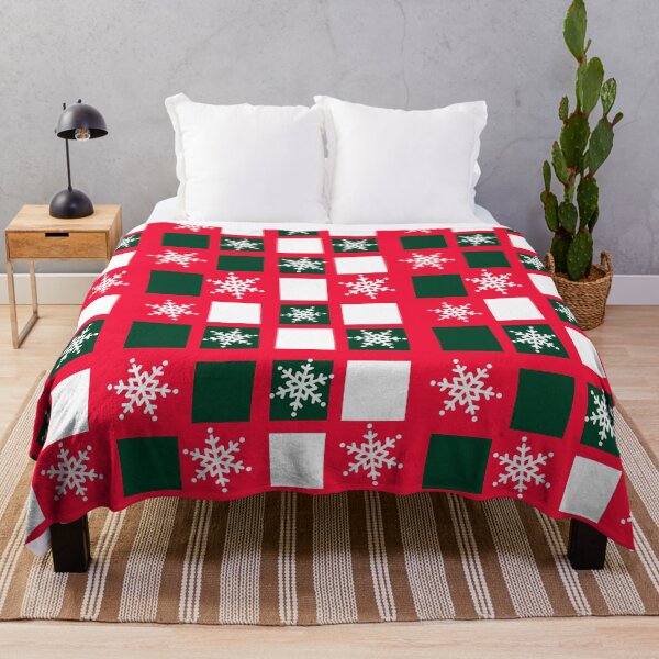 Item preview, Red Green Christmas Plaid + Snowflakes designed and sold by Victoria Rose.