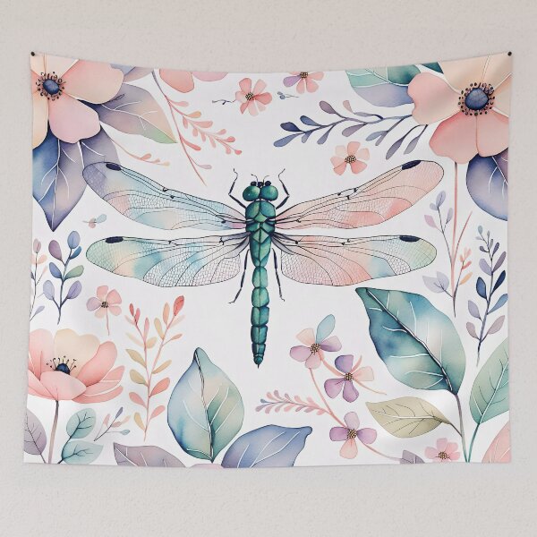 Item preview, Dragonfly flowers watercolour Painting designed and sold by druidwolfart.