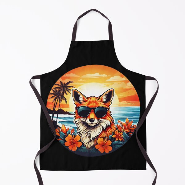 Item preview, Red Fox with Sunglasses at Sunset with Orchids designed and sold by NautiChic.