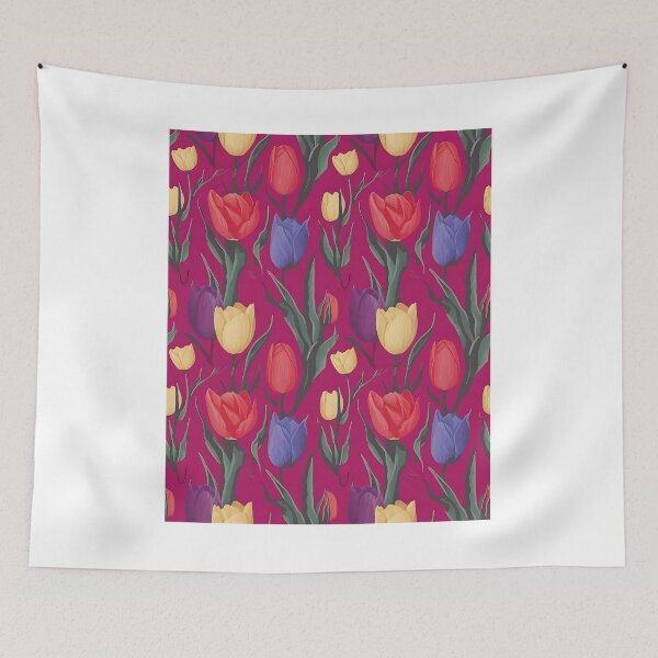 Item preview, Colorful Tulip Flower Sticker - Seamless Pattern of Red, Yellow, and Purple Tulips designed and sold by SlocifieShop.