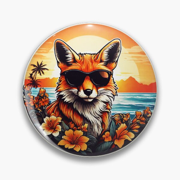 Item preview, Red Fox with Sunglasses by The Beach with Orchids designed and sold by NautiChic.