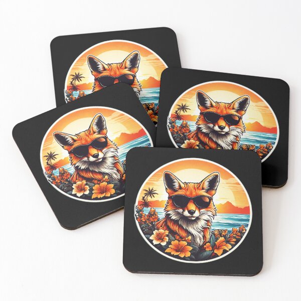 Item preview, Red Fox with Sunglasses by The Beach with Orchids designed and sold by NautiChic.