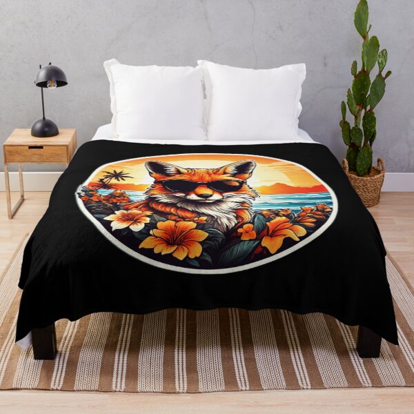 Item preview, Red Fox with Sunglasses by The Beach with Orchids designed and sold by NautiChic.