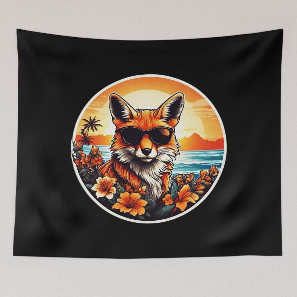 Item preview, Red Fox with Sunglasses by The Beach with Orchids designed and sold by NautiChic.