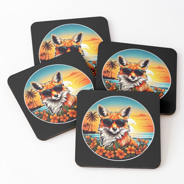 Item preview, Golden Hour Red Fox With Sunglasses at Sunset designed and sold by NautiChic.